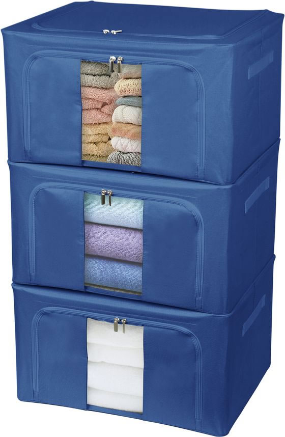 トレードワン 窓付きマルチ収納ボックス ネイビー Lサイズ 90085 1個(ご注文単位1個)【直送品】