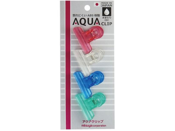 ミツヤ クリアクリップ アクア 小 4本 PCC-02P 1パック(ご注文単位1パック)【直送品】