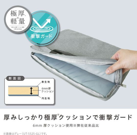 ソニック ノートPC軽量ケース ユートリム 極厚クッション付13.3インチ グレー 1個（ご注文単位1個）【直送品】