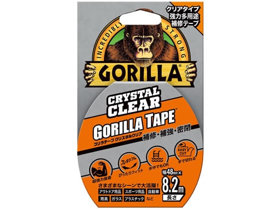 呉工業 強力多用途補修テープ ゴリラテープ 48mm×8.2m クリア 1巻（ご注文単位1巻）【直送品】