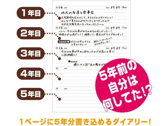 アーティミス 5年連用日記 レッド DP5-RD 1冊(ご注文単位1冊)【直送品】