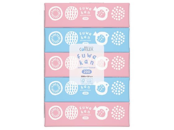 コアレックス信栄 ふわかんソフトパックティシュー200W 5個 1ﾊﾟｯｸ（ご注文単位1ﾊﾟｯｸ）【直送品】