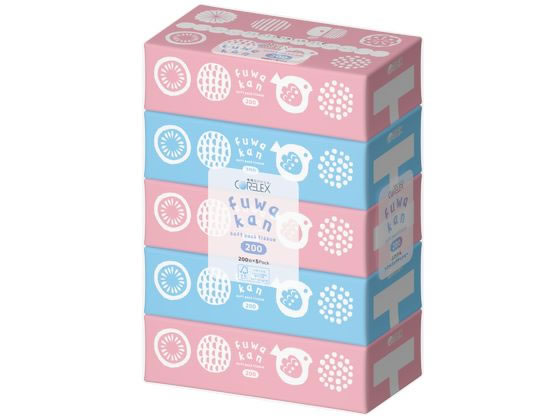 コアレックス信栄 ふわかんソフトパックティシュー200W 5個×12パック 1箱（ご注文単位1箱）【直送品】
