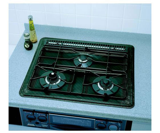 東洋アルミ システムガスマット 一体型3口スーパーでか ネオブラック 1個(ご注文単位1個)【直送品】