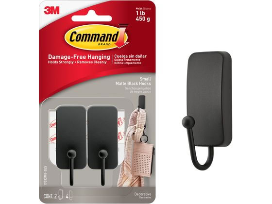 3M コマンドフック マットブラック Sサイズ 2コパック 17033MB-2JP 1ﾊﾟｯｸ（ご注文単位1ﾊﾟｯｸ）【直送品】