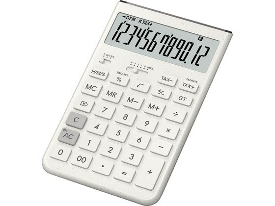 カシオ ジャストサイズ電卓12桁 Comfy オフホワイト JT-200T-WE-N 1台(ご注文単位1台)【直送品】