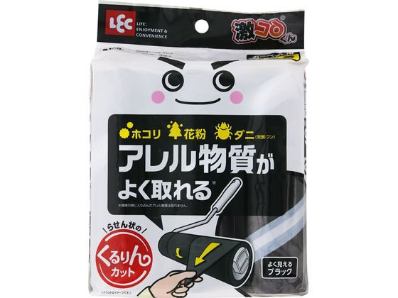 レック 激コロ くるりんカット 強粘 90周 スペア ブラック 3巻 1ﾊﾟｯｸ（ご注文単位1ﾊﾟｯｸ）【直送品】