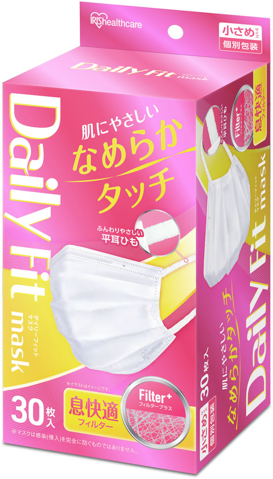 アイリス DAILYFITMASK なめらかタッチ 小さめ ホワイト 30枚 1箱(ご注文単位1箱)【直送品】