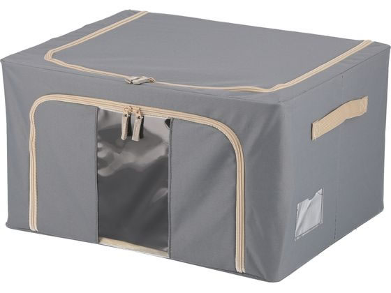 不二貿易 窓付&積み重ね収納ボックス 55L グレー 63515 1個(ご注文単位1個)【直送品】