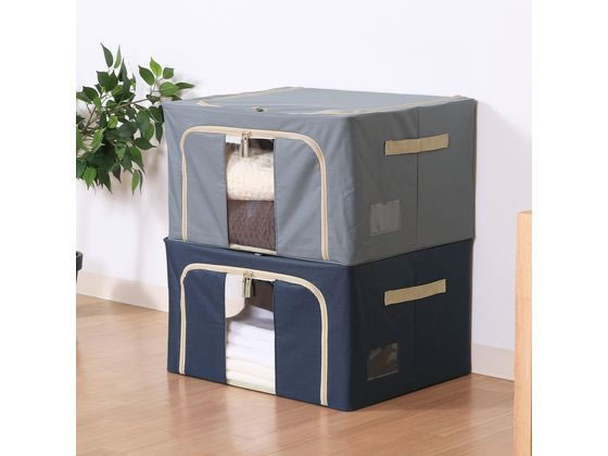 不二貿易 窓付&積み重ね収納ボックス 55L グレー 63515 1個（ご注文単位1個）【直送品】