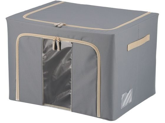 不二貿易 窓付&積み重ね収納ボックス 72L グレー 63519 1個(ご注文単位1個)【直送品】