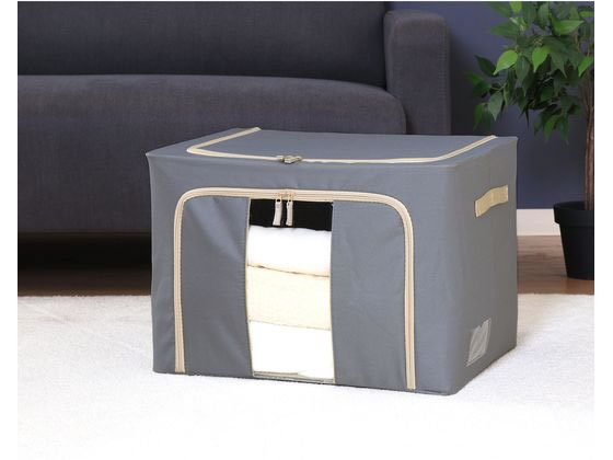 不二貿易 窓付&積み重ね収納ボックス 72L グレー 63519 1個(ご注文単位1個)【直送品】