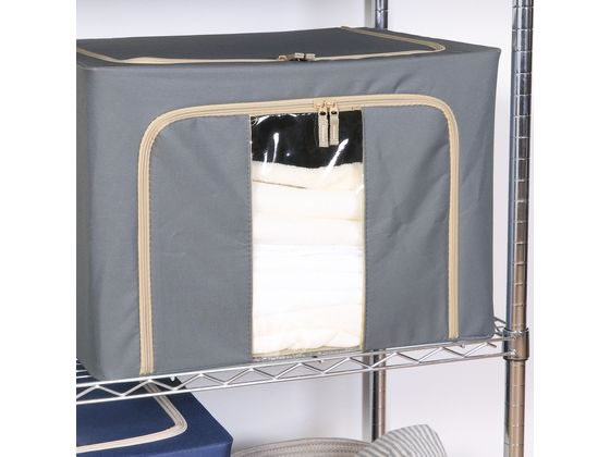 不二貿易 窓付&積み重ね収納ボックス 72L グレー 63519 1個(ご注文単位1個)【直送品】