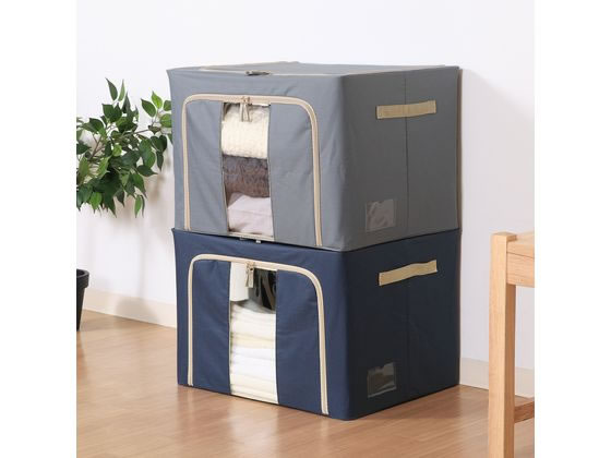 不二貿易 窓付&積み重ね収納ボックス 72L グレー 63519 1個(ご注文単位1個)【直送品】