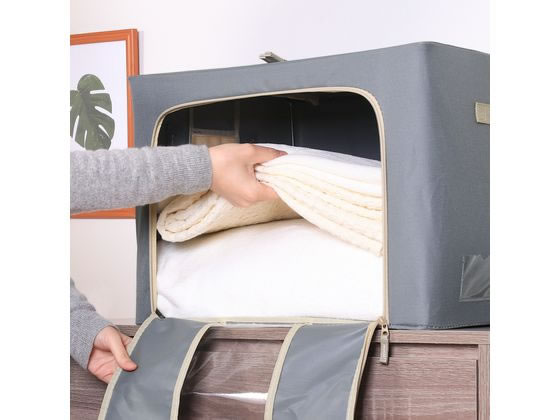 不二貿易 窓付&積み重ね収納ボックス 72L グレー 63519 1個(ご注文単位1個)【直送品】