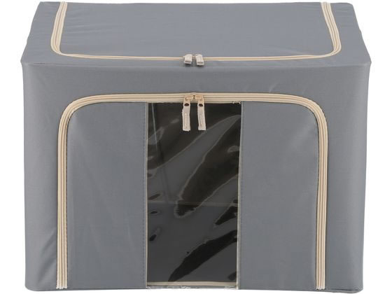 不二貿易 窓付&積み重ね収納ボックス 72L グレー 63519 1個(ご注文単位1個)【直送品】