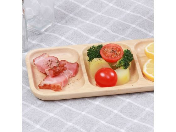 不二貿易 木製レクタングルトレー 仕切り付き ボヌール 96221 1個(ご注文単位1個)【直送品】