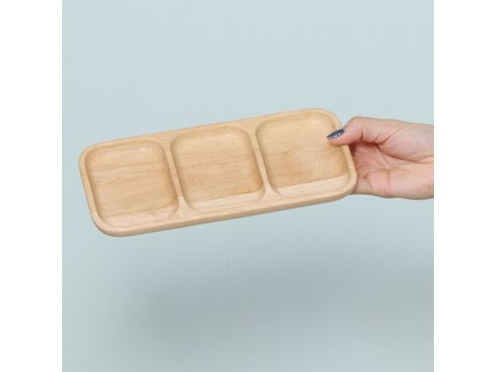 不二貿易 木製レクタングルトレー 仕切り付き ボヌール 96221 1個(ご注文単位1個)【直送品】