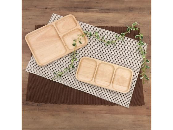 不二貿易 木製レクタングルトレー 仕切り付き ボヌール 96221 1個(ご注文単位1個)【直送品】