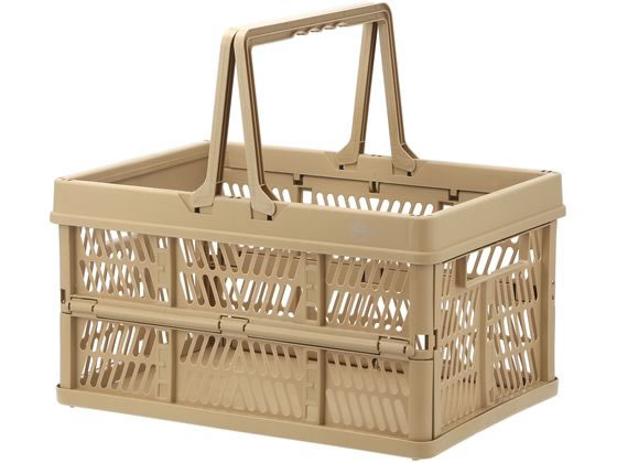不二貿易 折りたたみコンテナ L ベージュ 86451 1個（ご注文単位1個）【直送品】