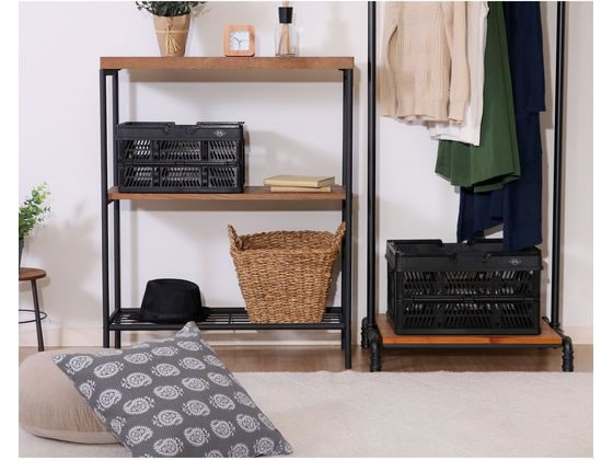 不二貿易 折りたたみコンテナ L ブラック 86450 1個(ご注文単位1個)【直送品】