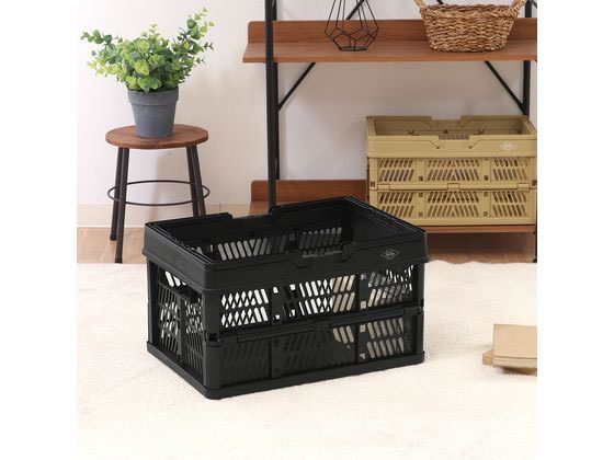 不二貿易 折りたたみコンテナ L ブラック 86450 1個(ご注文単位1個)【直送品】