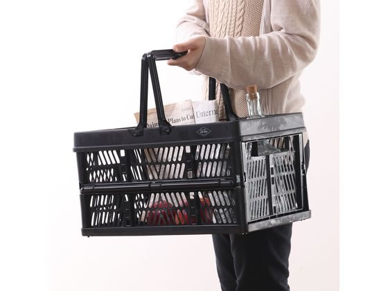 不二貿易 折りたたみコンテナ L ブラック 86450 1個(ご注文単位1個)【直送品】