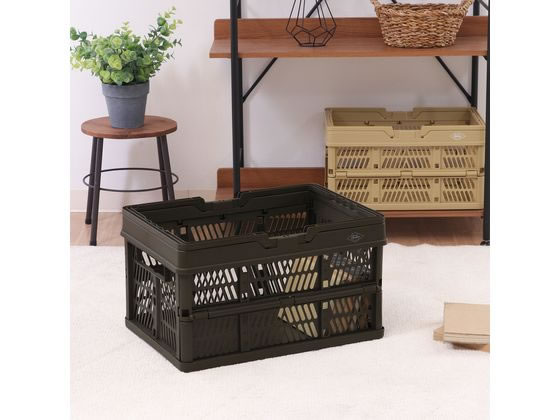 不二貿易 折りたたみコンテナ L カーキ 86449 1個(ご注文単位1個)【直送品】