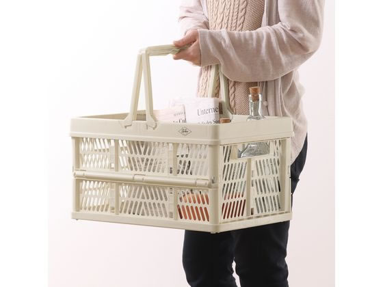 不二貿易 折りたたみコンテナ L ホワイト 86448 1個(ご注文単位1個)【直送品】