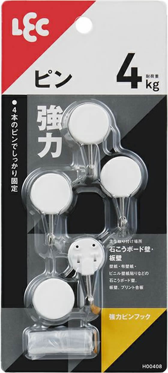 レック 強力ピンフック 耐荷重4kg 4個入 H00408 1パック(ご注文単位1パック)【直送品】