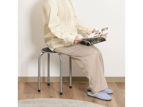 不二貿易 パイプ丸イス FB-01BK(1010BK) 88623 1脚（ご注文単位1脚）【直送品】