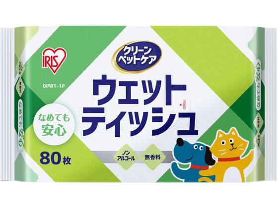 アイリスオーヤマ ペット用ウェットティッシュ 80枚 DPWT-1P 1個（ご注文単位1個）【直送品】