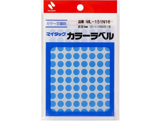 ニチバン マイタックカラーラベル 空 直径8mm 88片×12シート 1ﾊﾟｯｸ（ご注文単位1ﾊﾟｯｸ）【直送品】