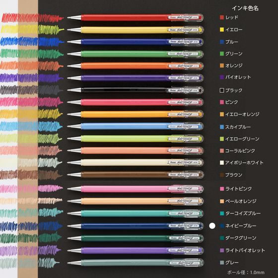 ぺんてる ゲルボールペン マットホップ 1.0mm ネイビーブルー 1本(ご注文単位1本)【直送品】