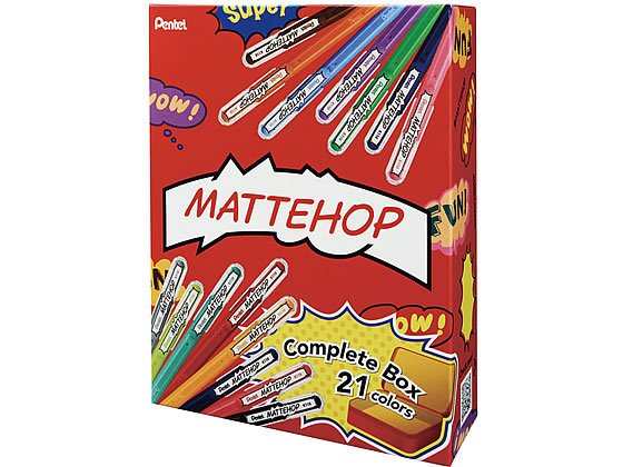 ぺんてる ゲルボールペン マットホップ 1.0mm 21色セット 缶ケース入 1セット(ご注文単位1セット)【直送品】