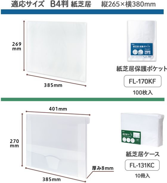 プラス 紙芝居 保護ポケット 100枚入 クリアー 84120 FL-170K 1パック(ご注文単位1パック)【直送品】