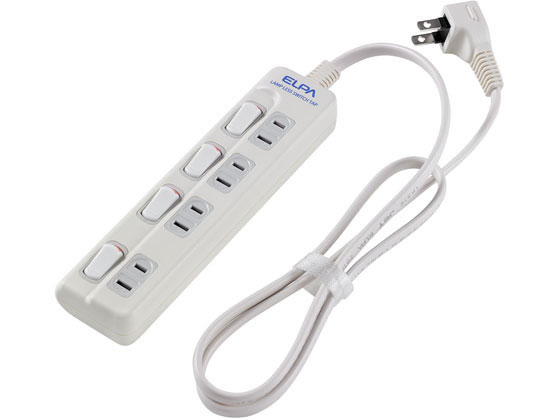 朝日電器 スイッチ付タップ 2P4個口1m WLS-410EB(W) 1個(ご注文単位1個)【直送品】