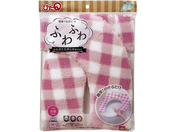 レック ぴたQ 吸着べんざシート ふわふわタイプ チェックピンク 1個（ご注文単位1個）【直送品】