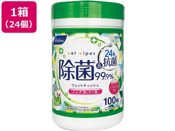 Life-do.Plus リファイン ノンアルコール 除菌 ウェットボトル100枚 24個 1箱（ご注文単位1箱）【直送品】