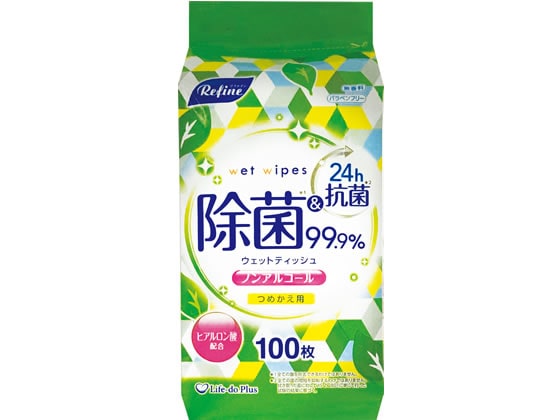 Life-do.Plus リファイン ノンアルコール 除菌 ボトル詰替100枚 1個（ご注文単位1個）【直送品】
