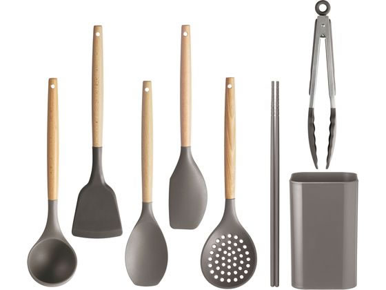 アイリスオーヤマ キッチンツール7点+スタンドセット チャコールグレー KT-7SS 1セット(ご注文単位1セット)【直送品】