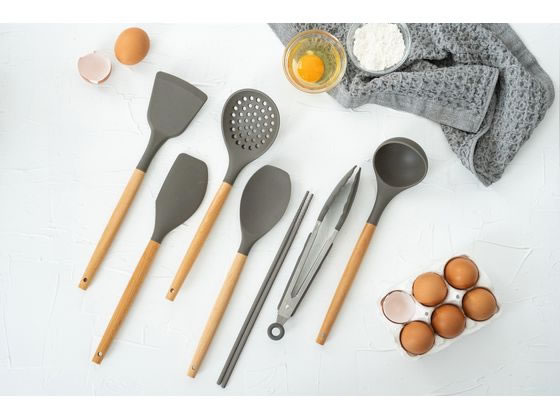 アイリスオーヤマ キッチンツール7点+スタンドセット チャコールグレー KT-7SS 1ｾｯﾄ（ご注文単位1ｾｯﾄ）【直送品】