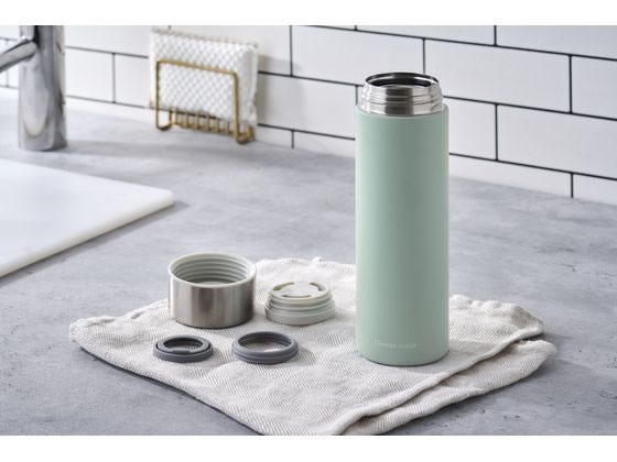 アイリスオーヤマ ステンレスマグボトル フラワーカラー500ml ユーカリ SM-FS500 1個(ご注文単位1個)【直送品】