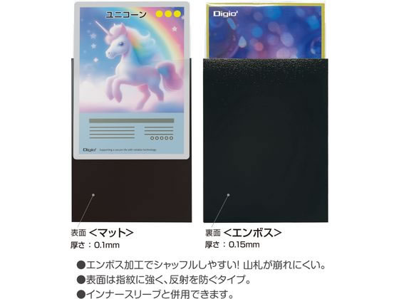 レギュラーサイズカード用カラースリーブ 一層式エンボスマット ブラック 1個(ご注文単位1個)【直送品】