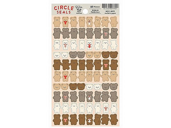RYU-RYU サークルベーシックシール テディベア 80片 RCSB-23 1袋（ご注文単位1袋）【直送品】
