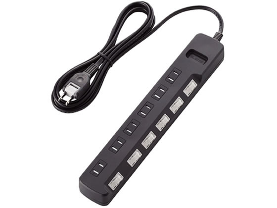 エレコム 埃シャッター付雷ガードタップ 6口 2.5m 黒 T-K6A-2625BK 1個（ご注文単位1個）【直送品】