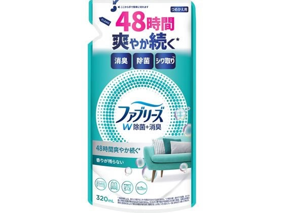 P&G ファブリーズW除菌 香りが残らないタイプ 詰替 320mL 1個（ご注文単位1個）【直送品】