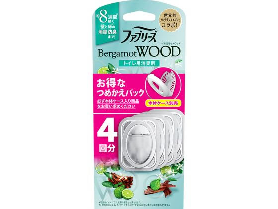 P&G ファブリーズ トイレ用消臭剤 ベルガモットウッド 詰替 4個 1パック(ご注文単位1パック)【直送品】