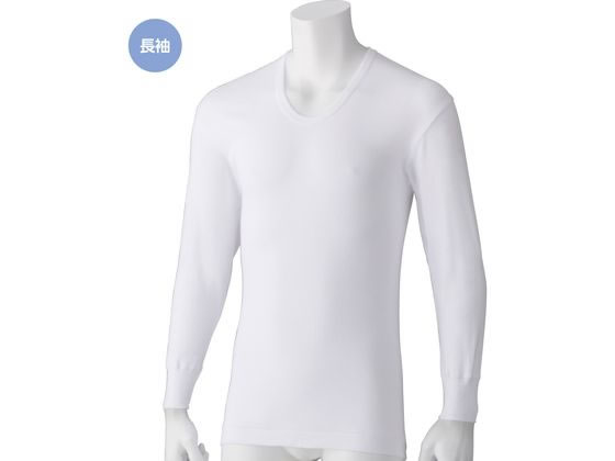 ケアファッション 長袖U首シャツ(2枚組) 紳士用 ホワイト L 1ﾊﾟｯｸ（ご注文単位1ﾊﾟｯｸ）【直送品】