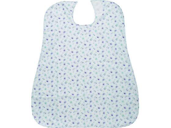 介援隊 食事用エプロン キッチンブルー 1枚（ご注文単位1枚）【直送品】